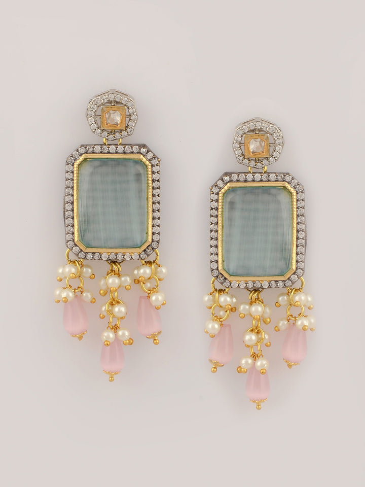 Pink Kundan-Studded  Beaded Jewellery Set