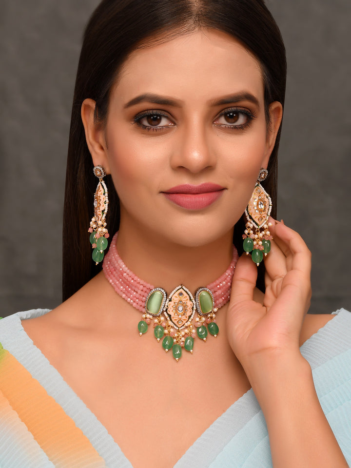 Green Kundan-Studded Jewellery Set