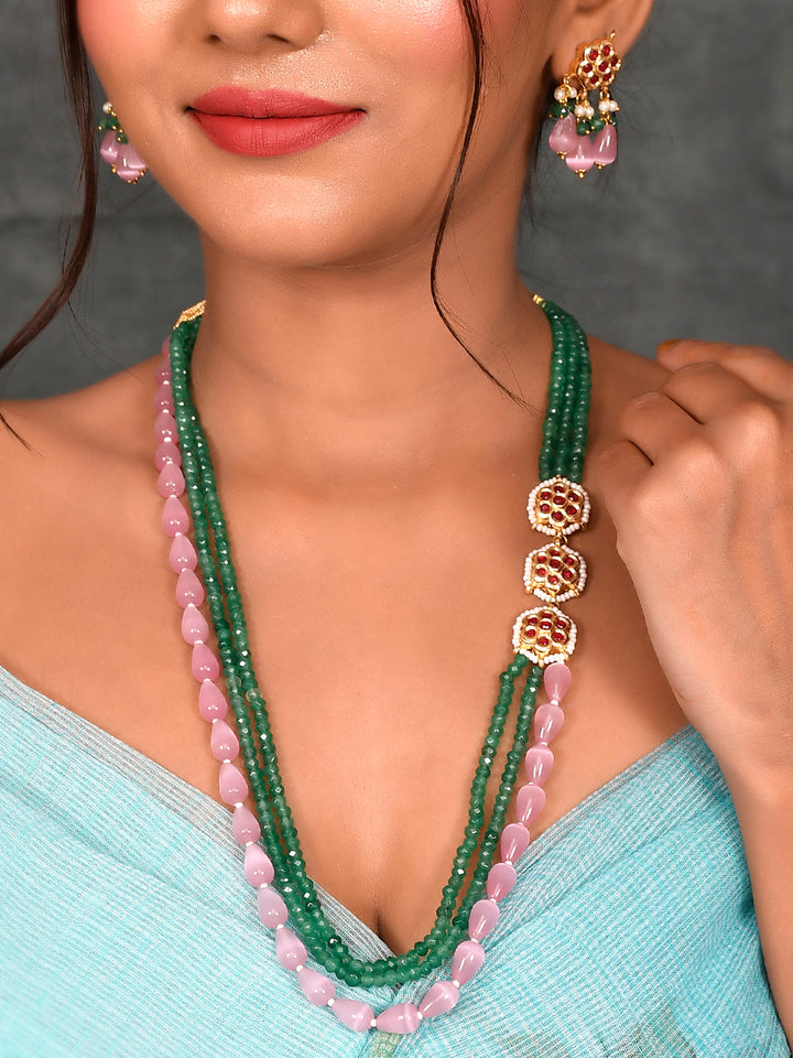 Peach Perfection Kundan Draped Necklace set