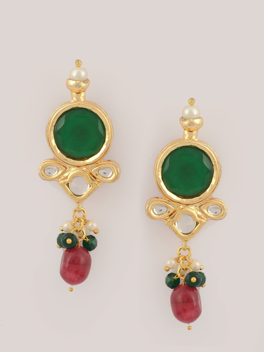 Dastoor Green Kundan Studded Jewellery Set