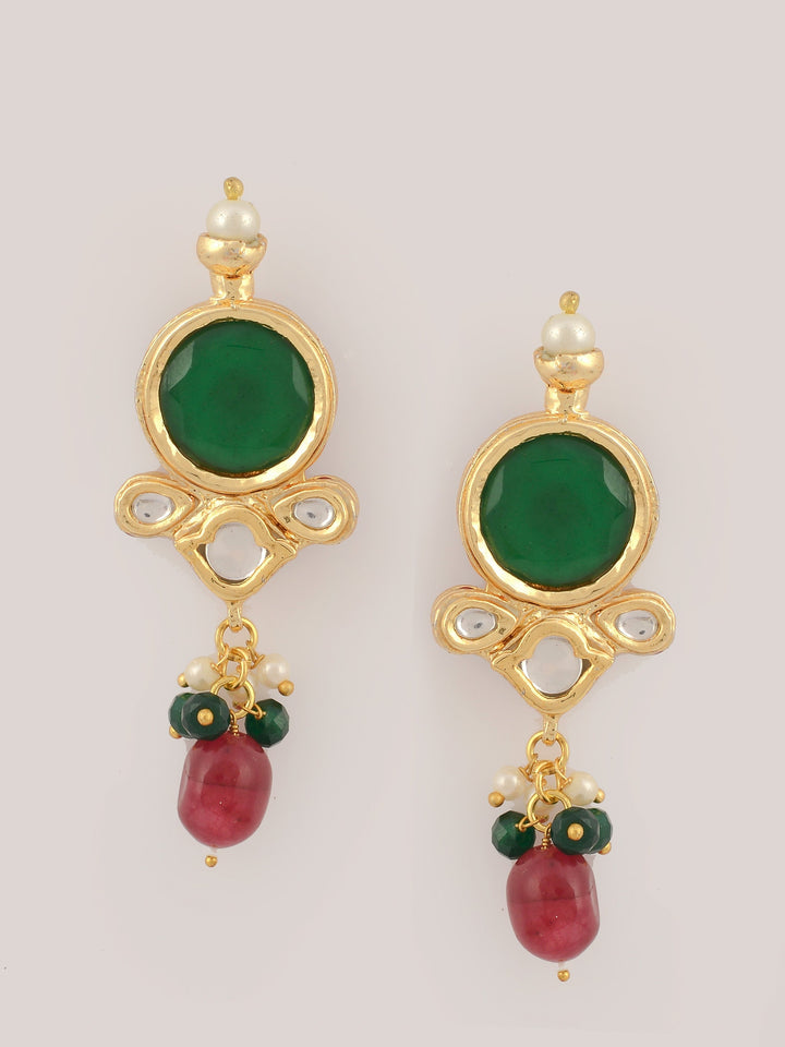 Dastoor Green Kundan Studded Jewellery Set