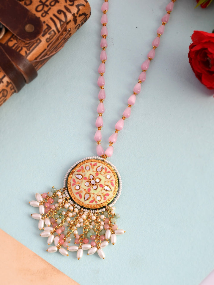 Peachy minakar Kundan Cascade Necklace set