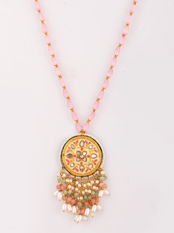 Peachy minakar Kundan Cascade Necklace set