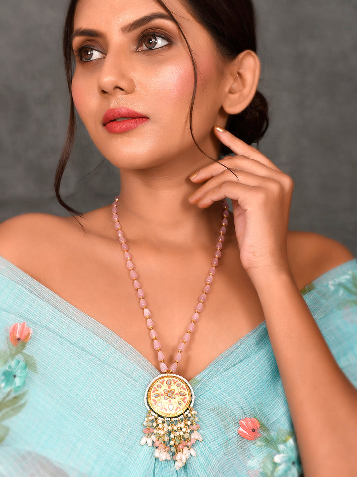 Peachy minakar Kundan Cascade Necklace set