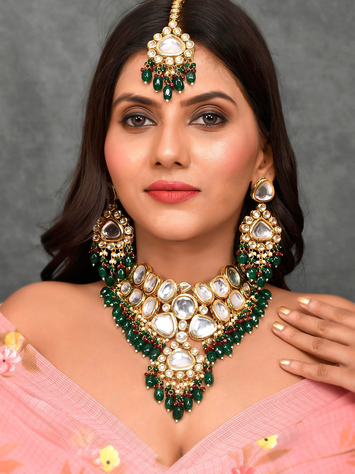 Golden Gleam in Green Kundan Collection Set