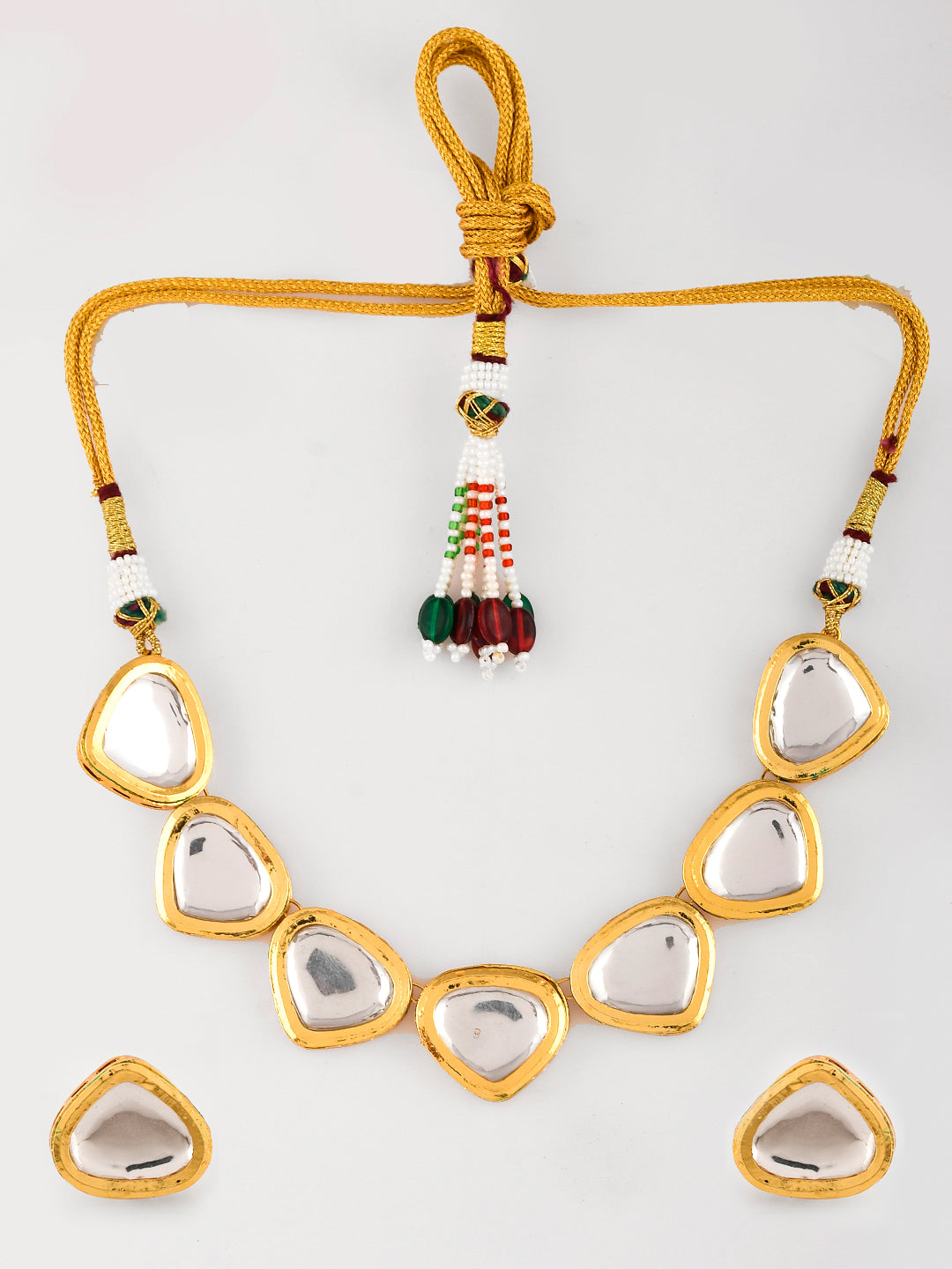 Gold-Plated White Kundan Jewellery Set