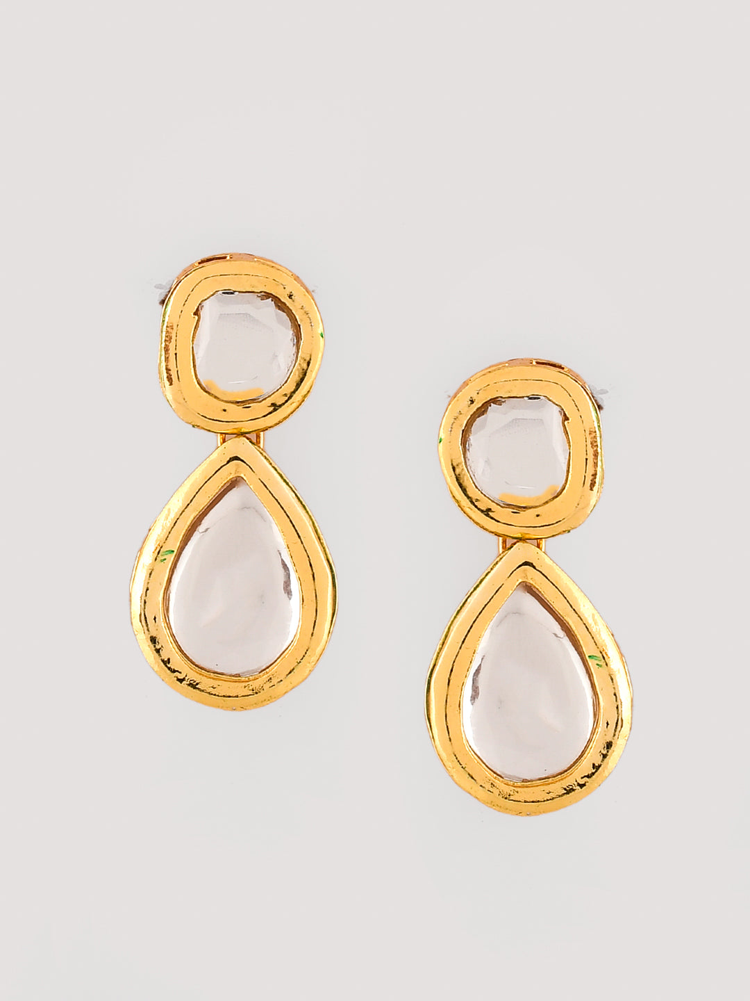 Dastoor Gold-Plated White Kundan Studded Jewellery Set