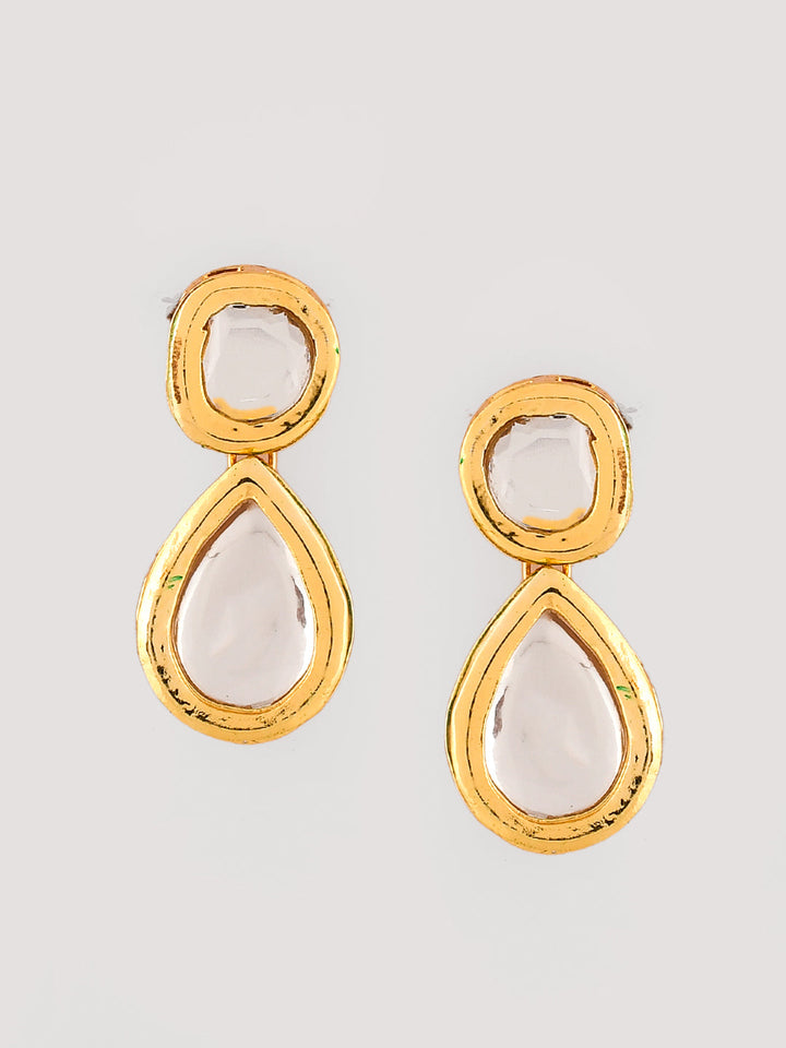 Dastoor Gold-Plated White Kundan Studded Jewellery Set