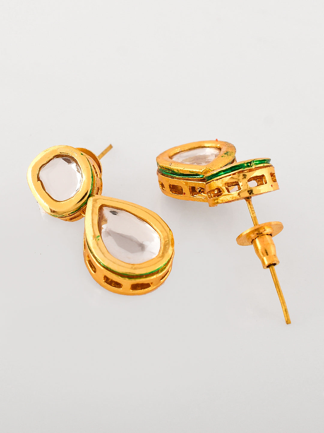 Dastoor Gold-Plated White Kundan Studded Jewellery Set