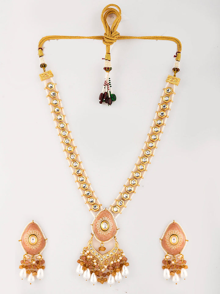 Golden Dusk Kundan Peach Strand Set