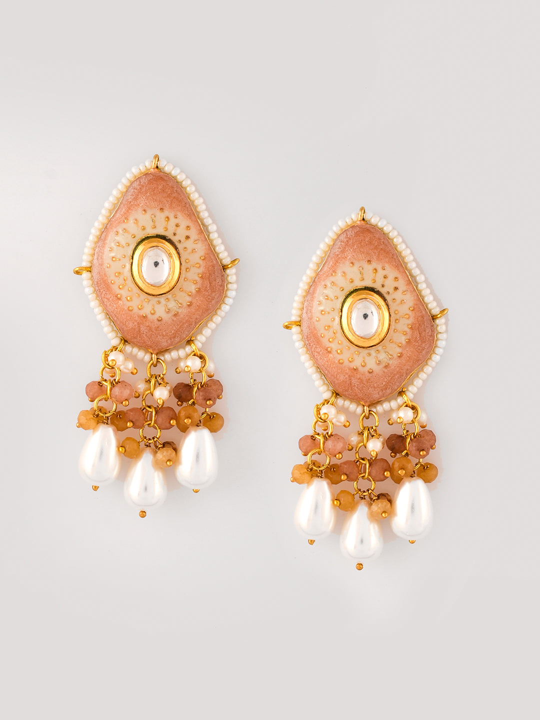 Golden Dusk Kundan Peach Strand Set