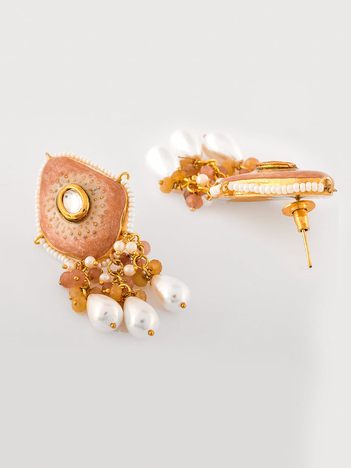 Golden Dusk Kundan Peach Strand Set