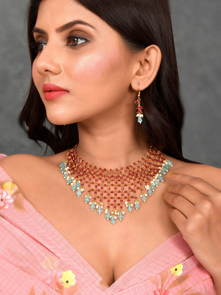 Garnet Glamour Choker Necklace Set