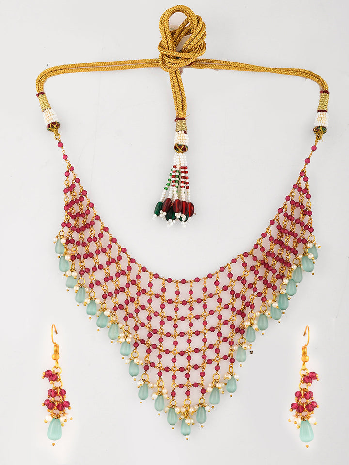 Garnet Glamour Choker Necklace Set