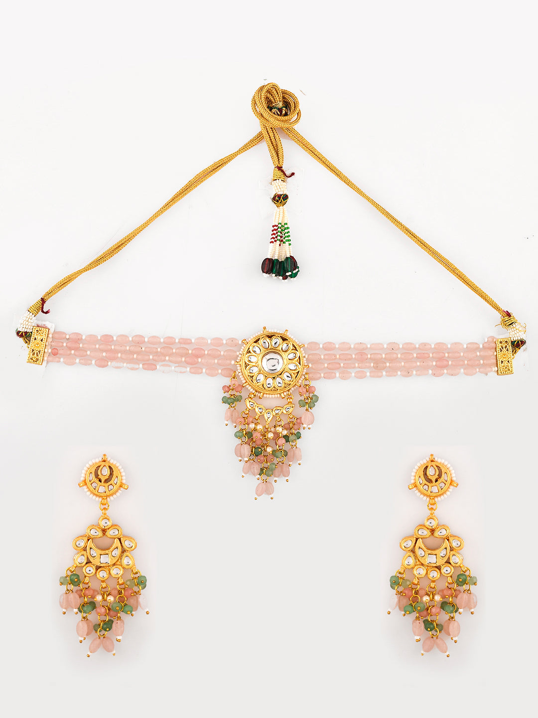 Petal Pink Kundan Collar Necklace Set