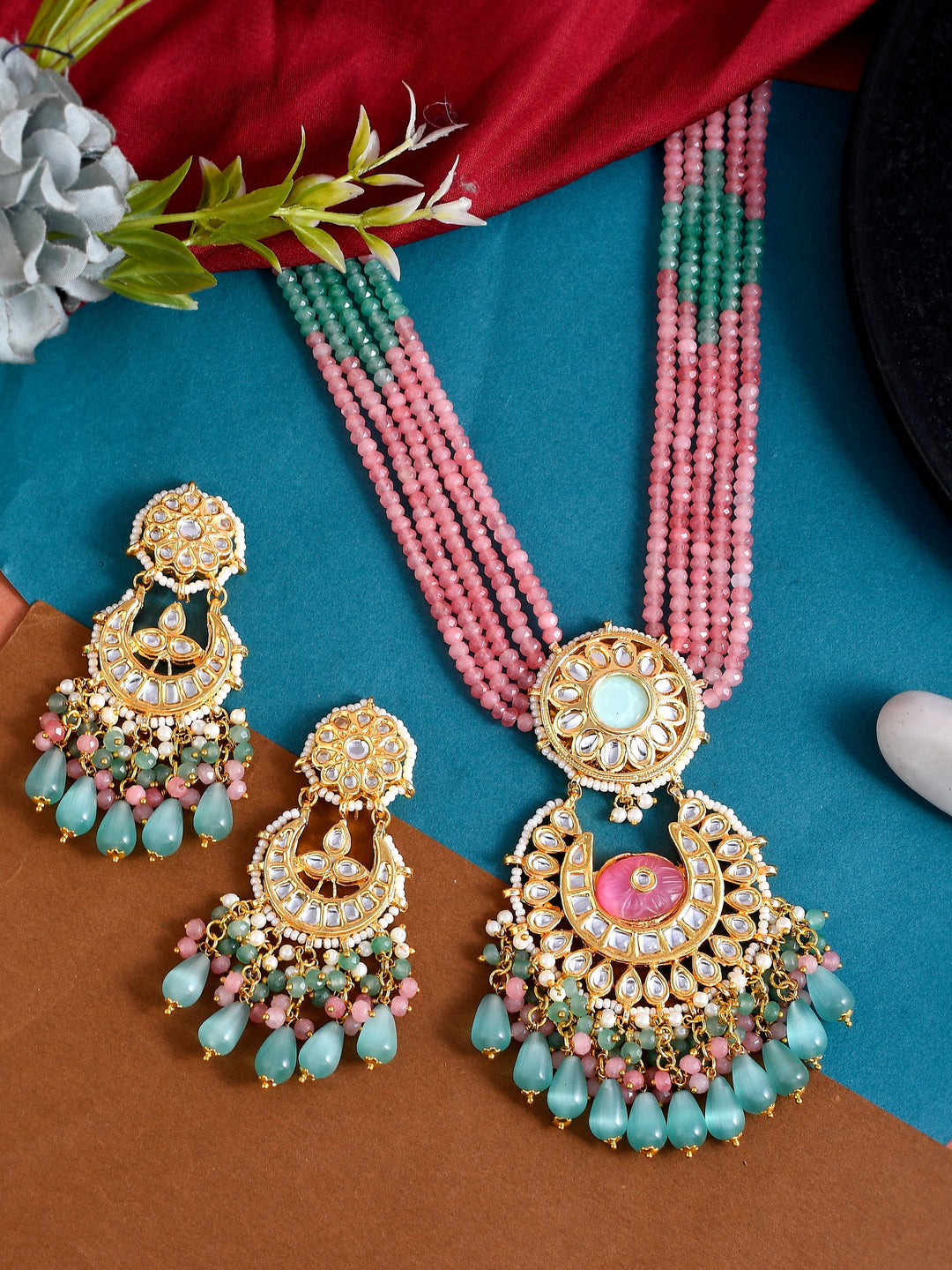 Rose Quartz Choker Harmony Necklace Set