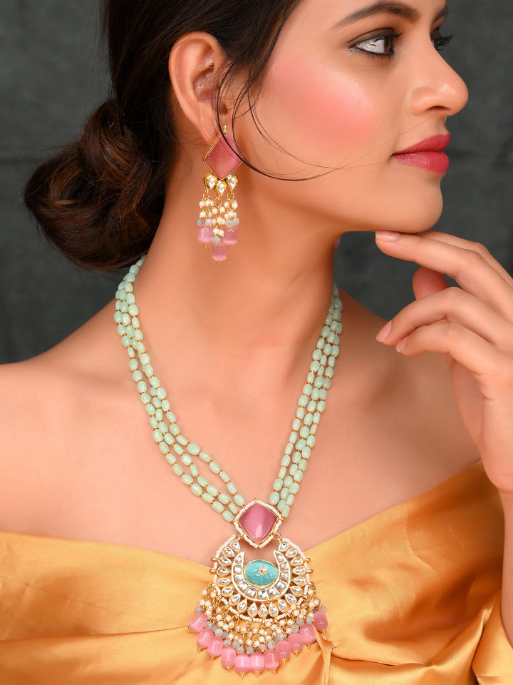 Gleaming Kundan Cascade Necklace Set