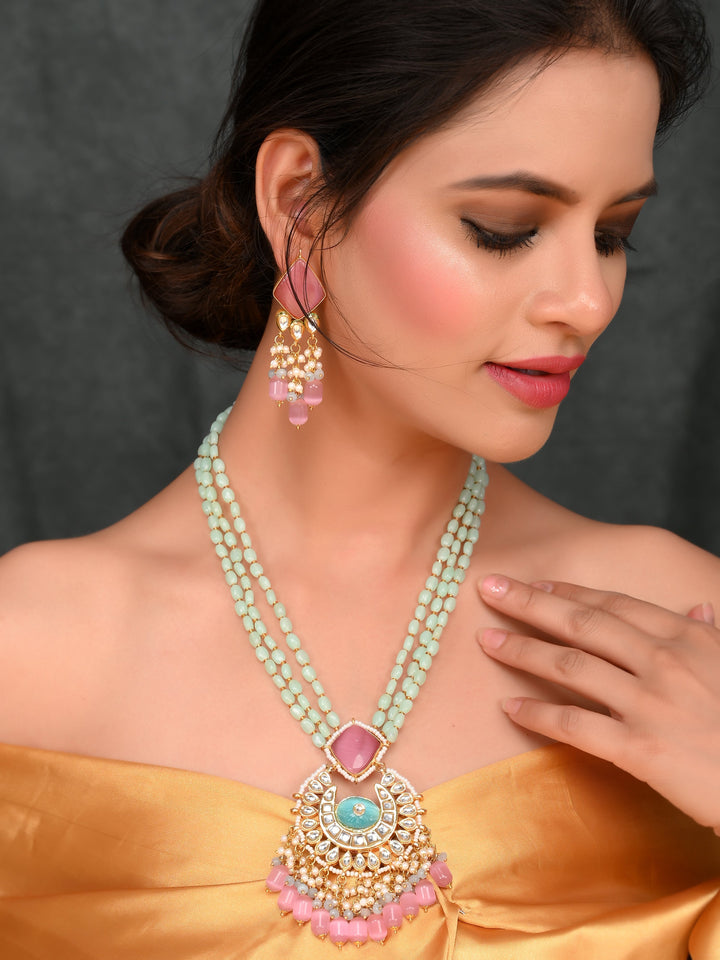 Gleaming Kundan Cascade Necklace Set
