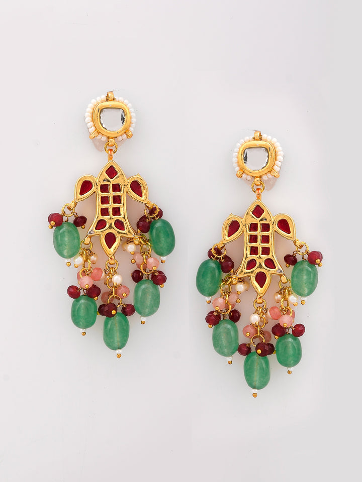 Pastel Green Gemstone Drape Necklace Set