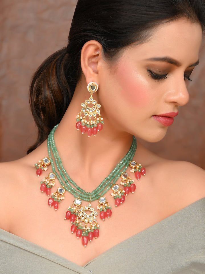 Minty Serenity Strand Designer Necklace Set