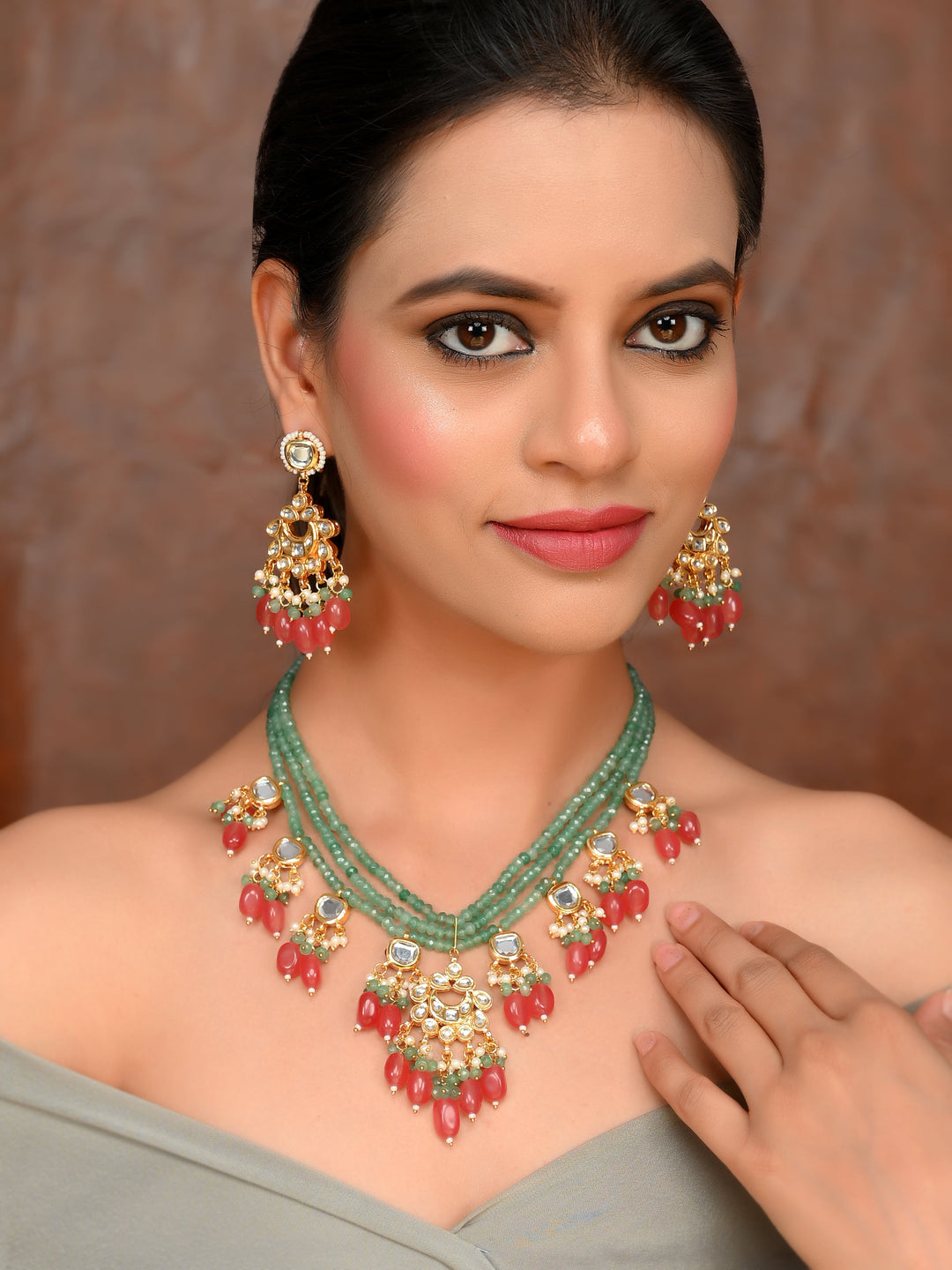 Minty Serenity Strand Designer Necklace Set