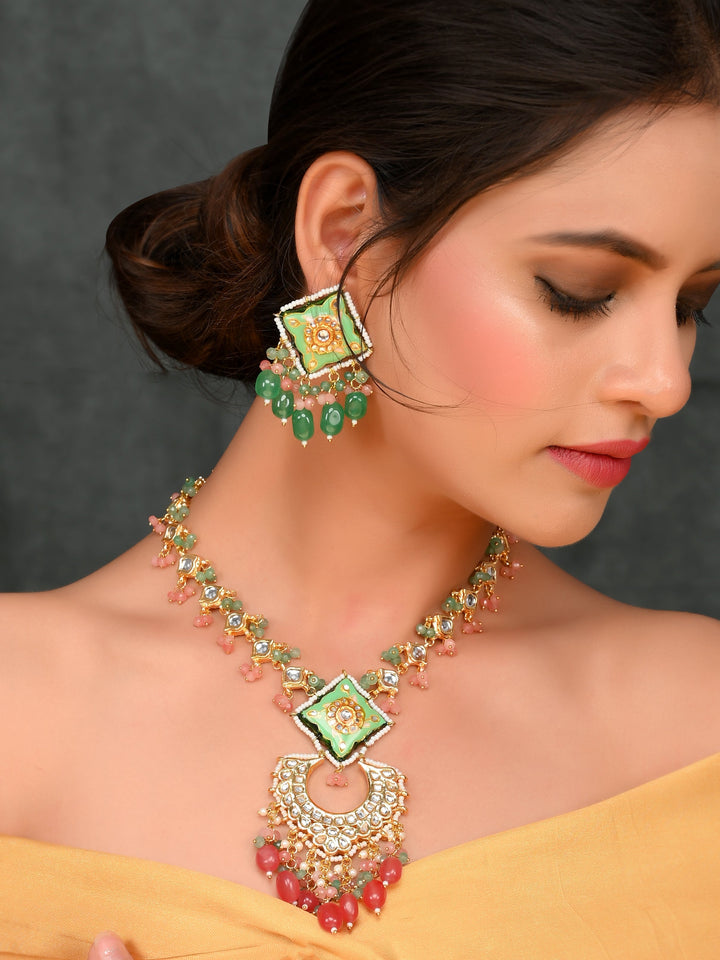 Minakari Mint Majesty Strand Necklace Set