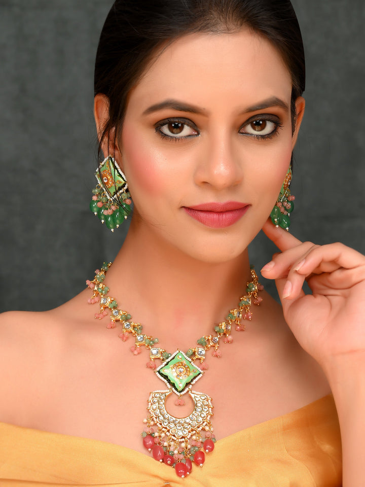 Minakari Mint Majesty Strand Necklace Set