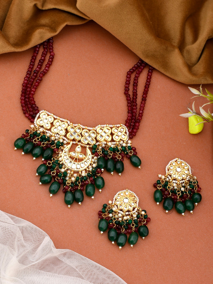 Ruby Ribbon Choker Necklace Set