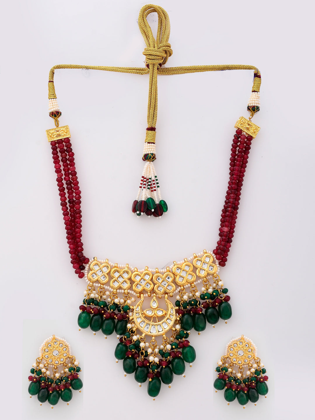 Ruby Ribbon Choker Necklace Set