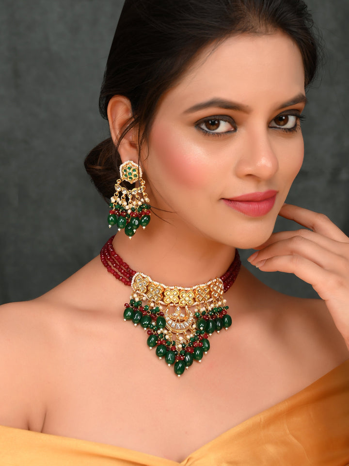 Ruby Ribbon Choker Necklace Set