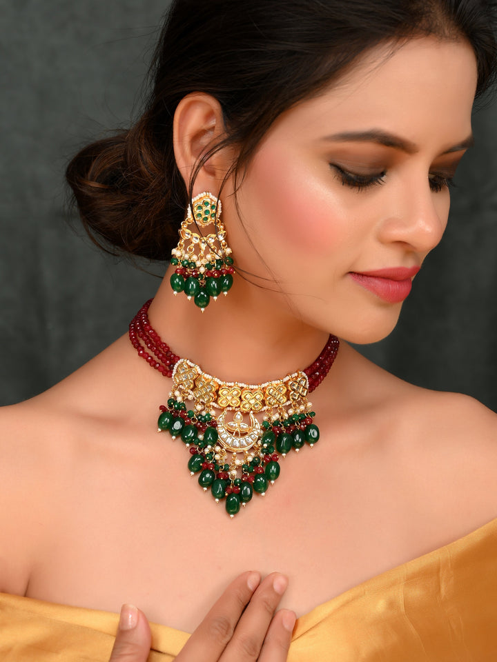 Ruby Ribbon Choker Necklace Set