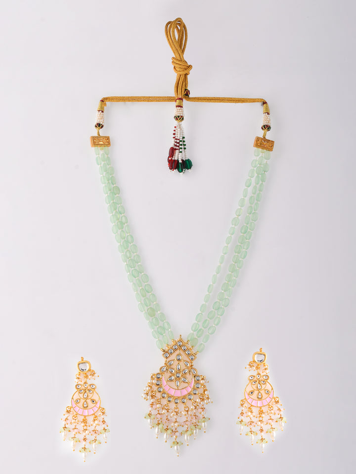 Meena Enigma Mint Partywear Pendant Necklace Set