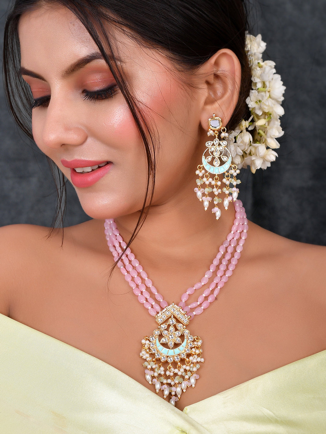 Meena Enigma Partywear Pendant Necklace Set