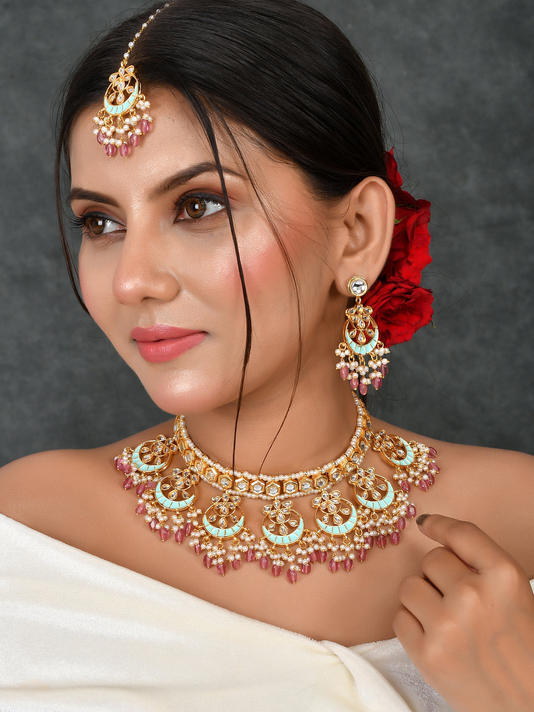 Handcrafted Kundan Meena Mosaic Necklace Set