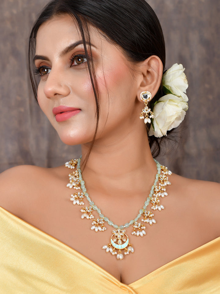 Handcrafted Meena Floral Necklace Set
