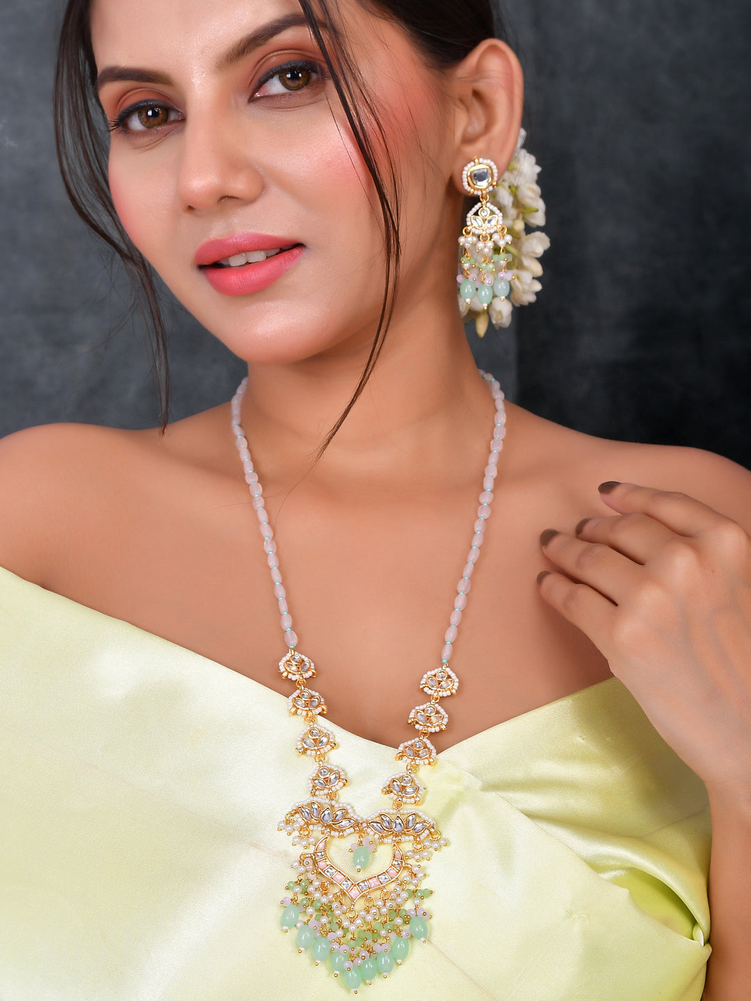 Partywear Kundan Glam Pendant Necklace Set