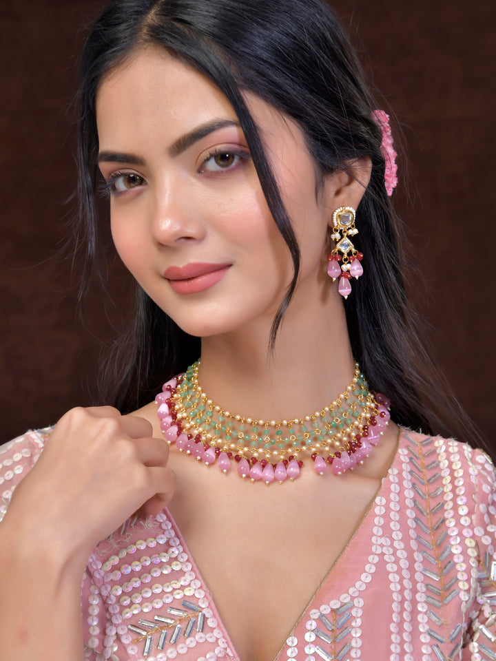 Pink Pearl Raindrop Necklace