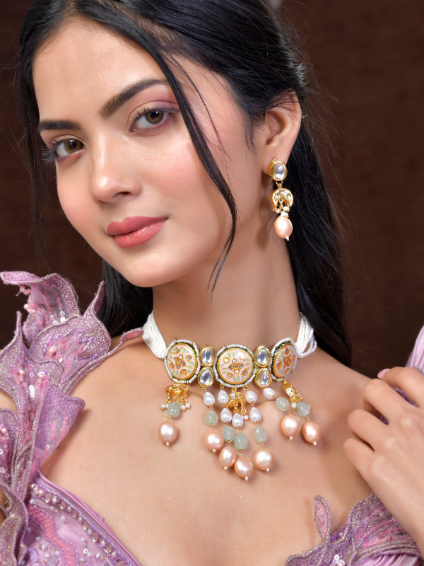 Golden Frost Flourish Choker Necklace