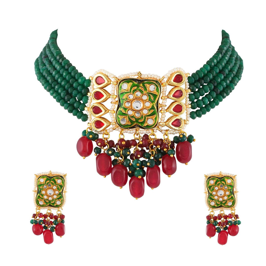 Dastoor Beautiful attention getting Beaded Choker Necklace Set