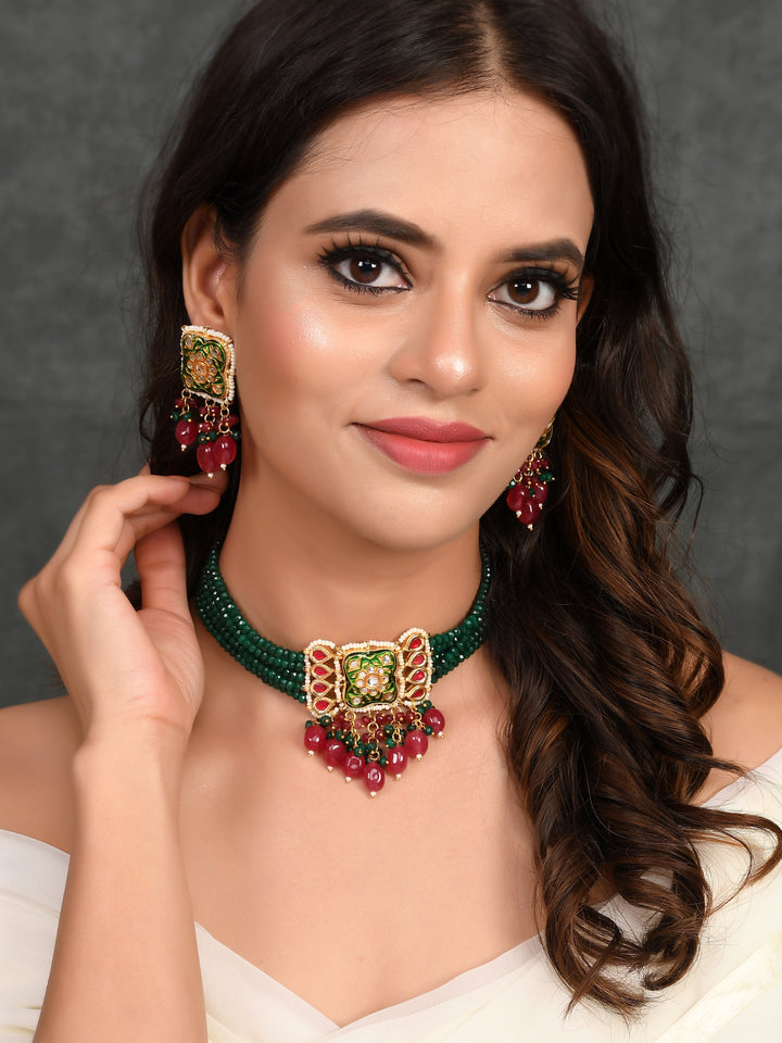 Dastoor Beautiful attention getting Beaded Choker Necklace Set