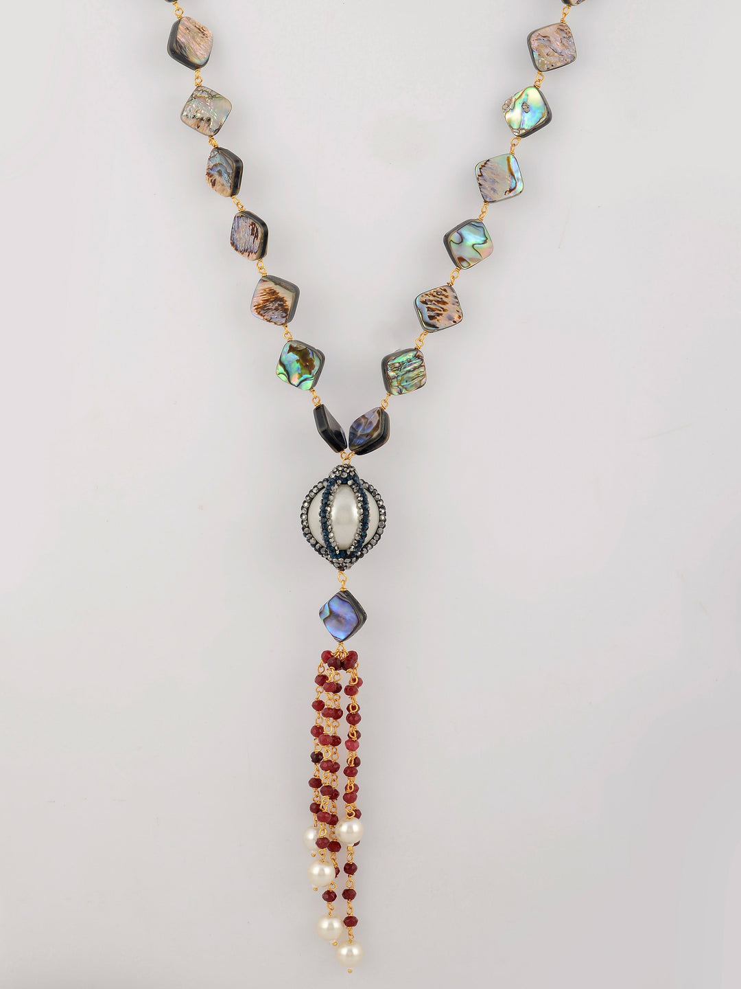 Dastoor Red  Green Brass Gold-Plated Necklace
