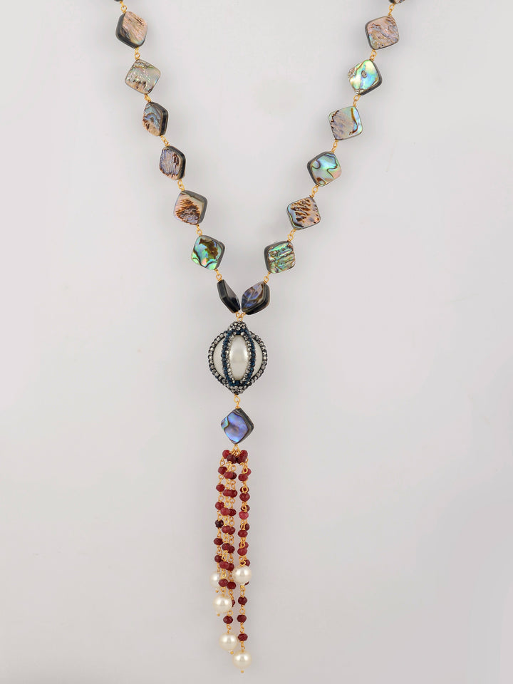Dastoor Red  Green Brass Gold-Plated Necklace