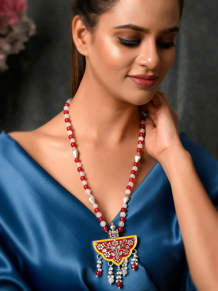 Dastoor Silver-Toned  White Brass Silver-Plated Necklace