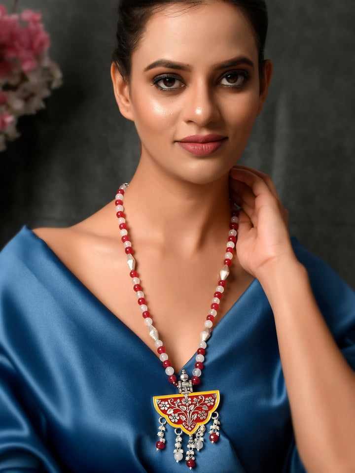 Dastoor Silver-Toned  White Brass Silver-Plated Necklace