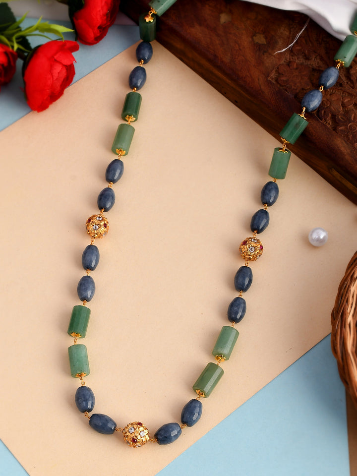 Dastoor Green  Grey Brass Gold-Plated Necklace