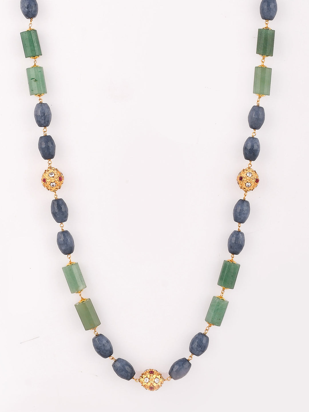 Dastoor Green  Grey Brass Gold-Plated Necklace