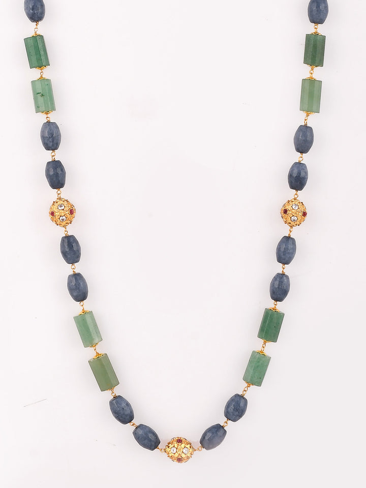 Dastoor Green  Grey Brass Gold-Plated Necklace