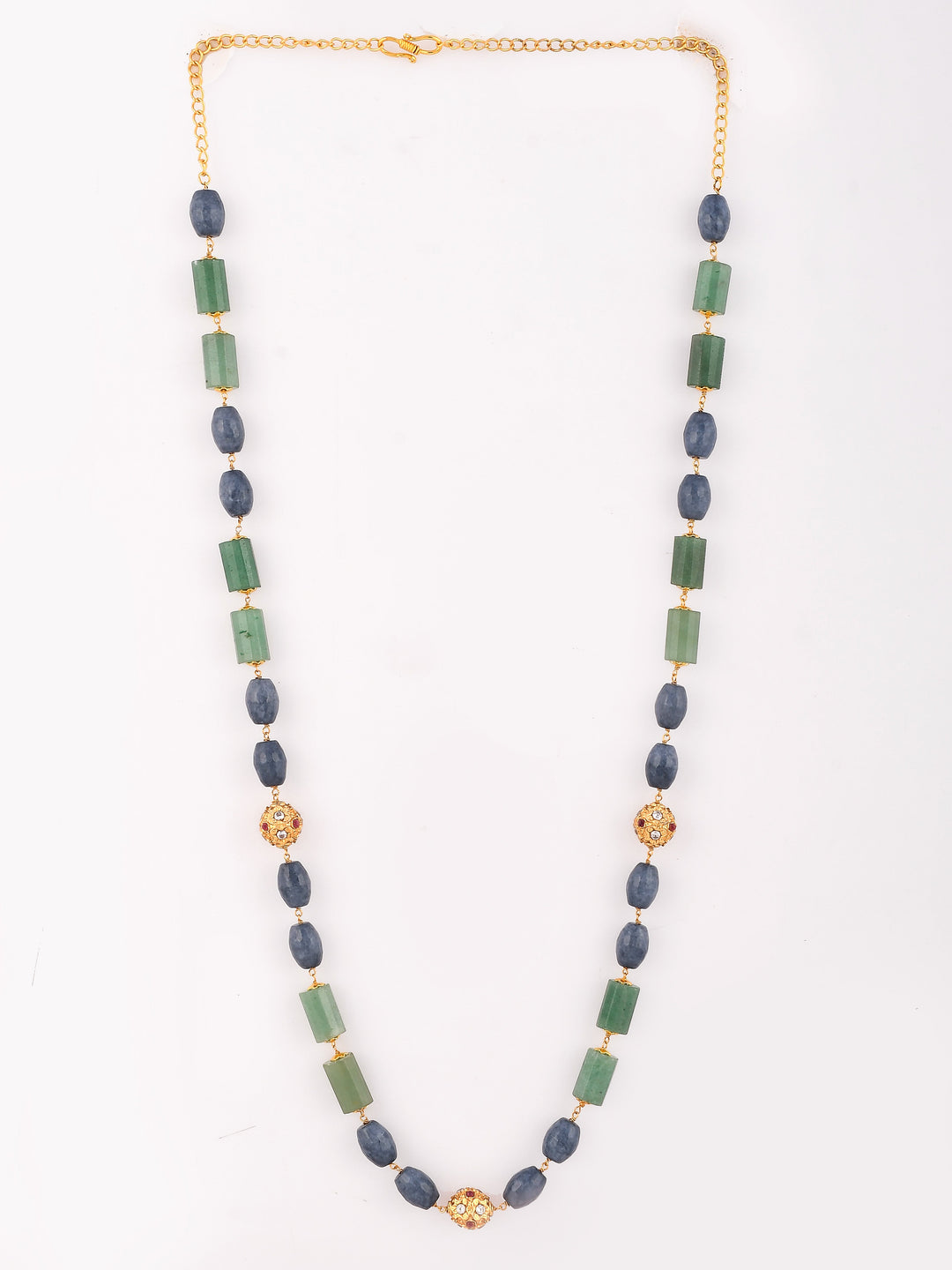 Dastoor Green  Grey Brass Gold-Plated Necklace