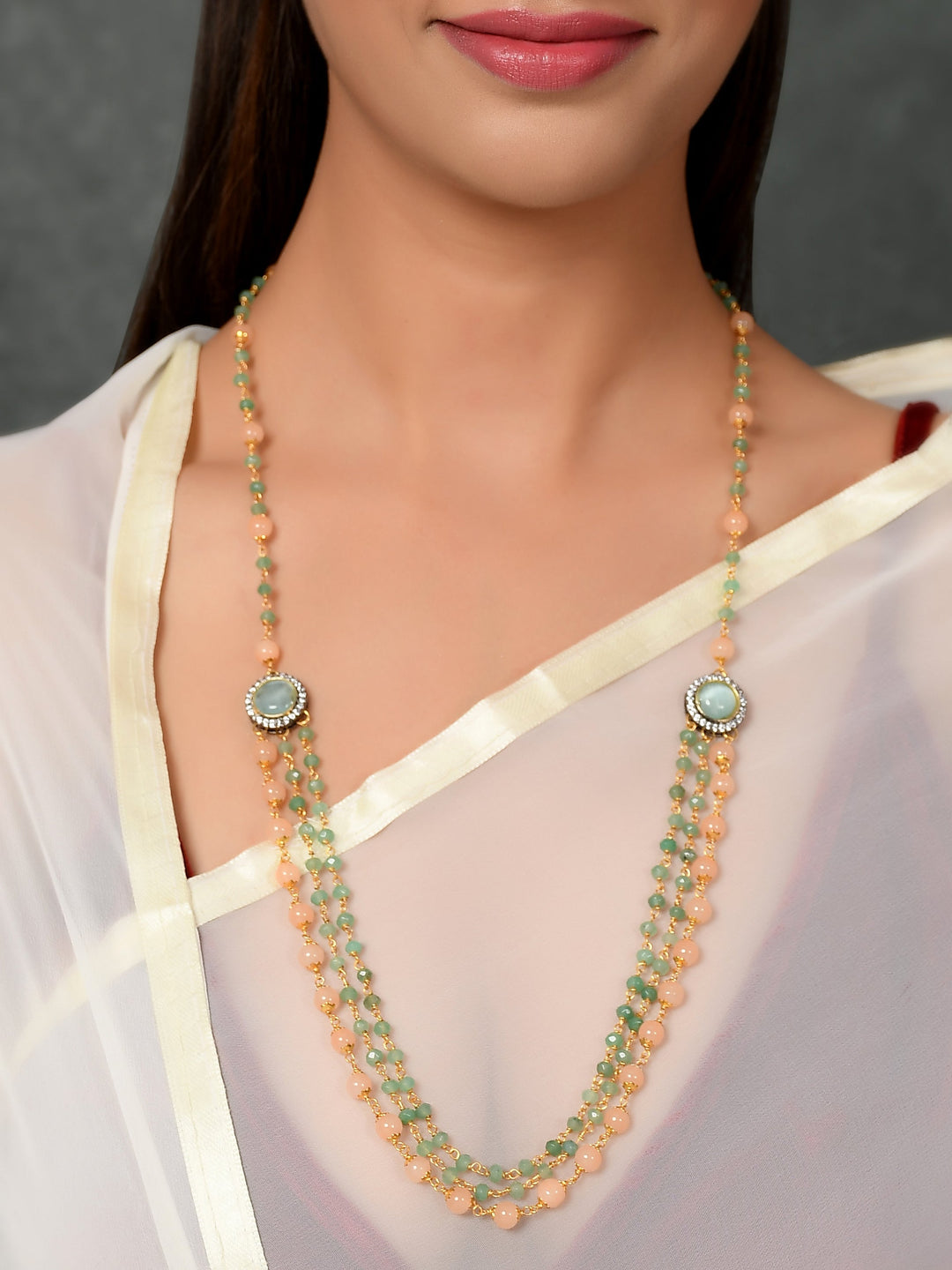 Dastoor Gold-Toned  Green Brass Gold-Plated Necklace