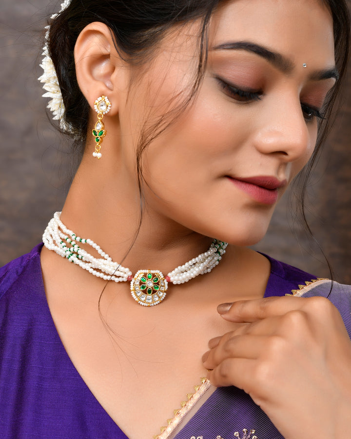 Jadau Pachhi kundan Choker Necklace set